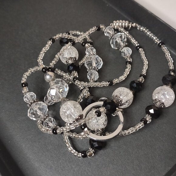 Clear And Black Glass Bead Lanyard - Picture 4 of 7